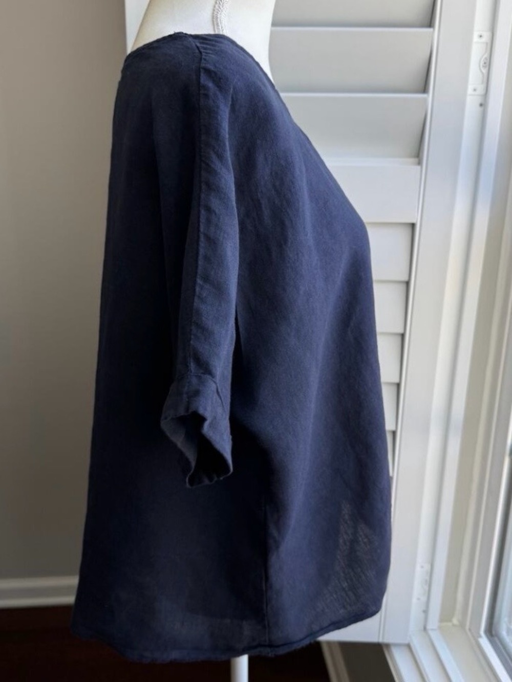 CHERISHH Top Womens Large Navy 100% Linen Front Tie Coastal Beachy Resort Wear - Picture 7 of 7